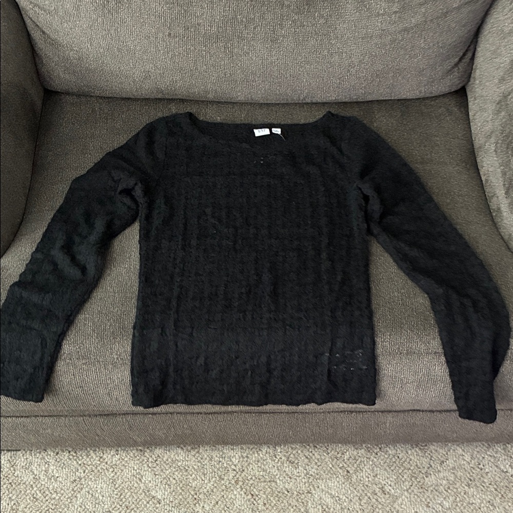 Black Lace Fitted Crew Neck Top